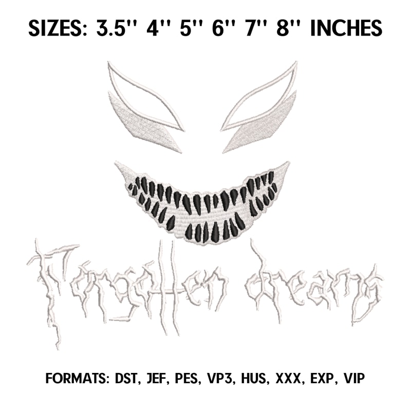 Scary Face Embroidery Design File, Machine Embroidery design, Anime Pes Design Brother, Instant Download 1.png