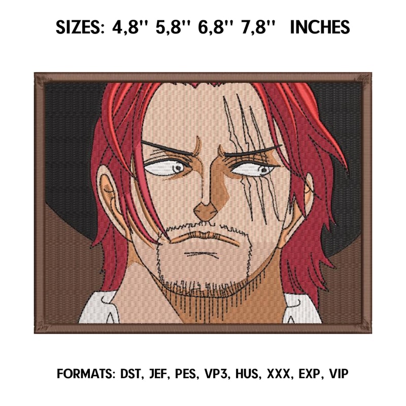 Shanks Embroidery design file pes. One piece embroidery design. Machine embroidery, Anime embroidery design.png