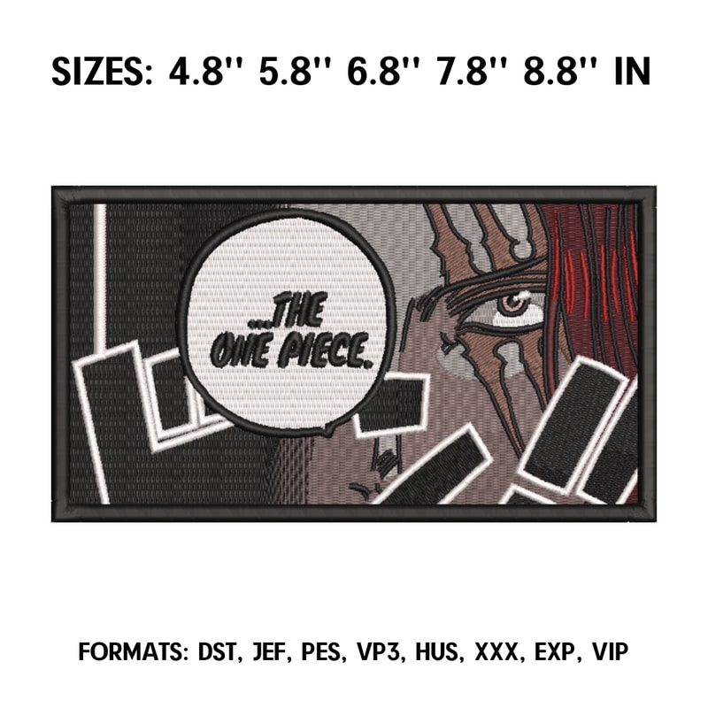 Shanks Embroidery Design File, One Piece Anime Embroidery Design, Machine Design Pes Dst, Anime Nike Pes Design Brother.png