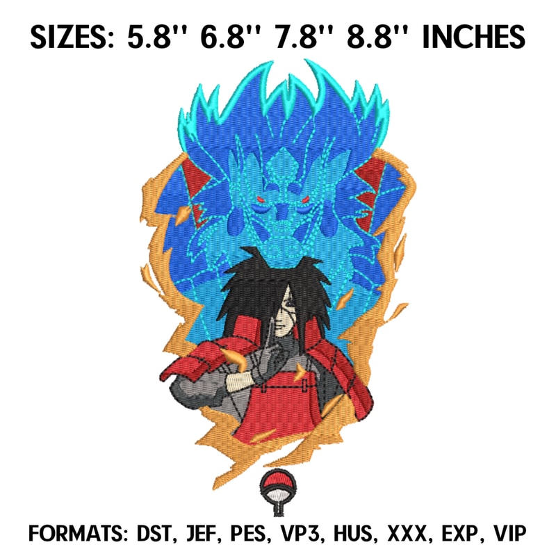 Uchiha Madara Embroidery design file pes. Anime Naruto embroidery design. Machine embroidery pattern, Swoosh embroidery.png