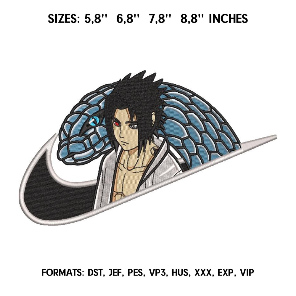 Uchiha Sasuke Embroidery Design File Naruto Anime Embroidery Design Machine embroidery pattern. Pes Dst Exp Nike Logo.png