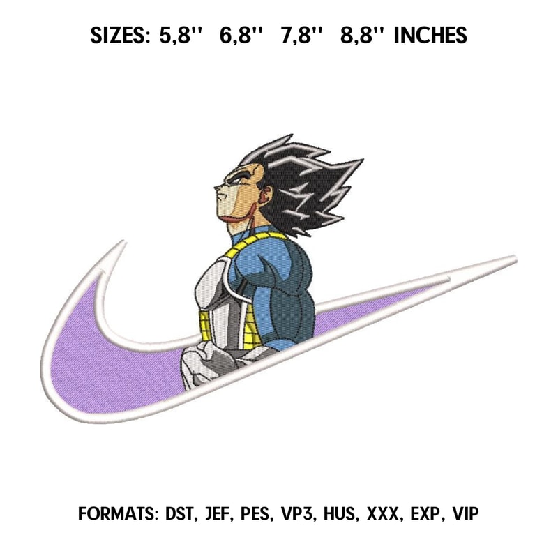 Vegeta Embroidery Design File Dragon Ball Anime Embroidery Design Machine embroidery pattern. Pes Dst Swoosh Nike.png