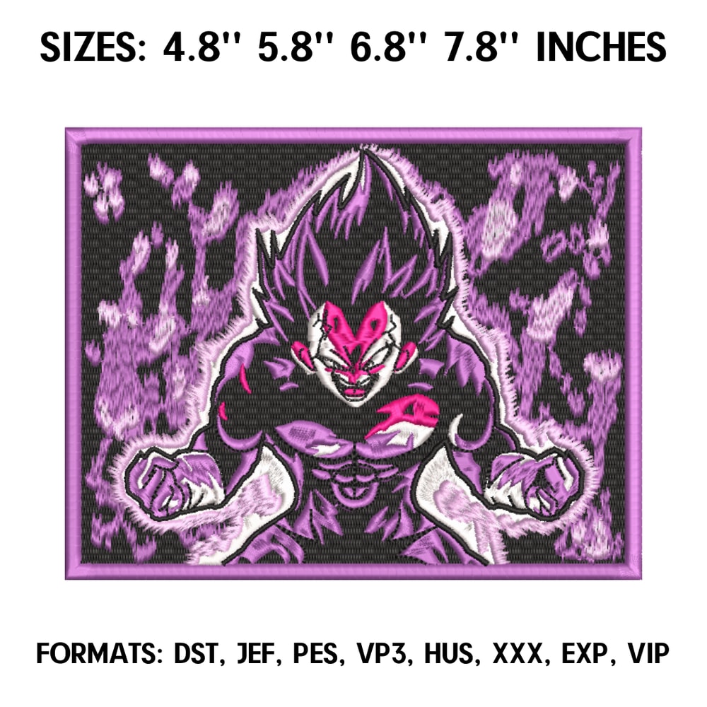 Vegeta Ultra Ego Form Embroidery Design File Dragon Ball Anime Embroidery Design Machine embroidery pattern..png