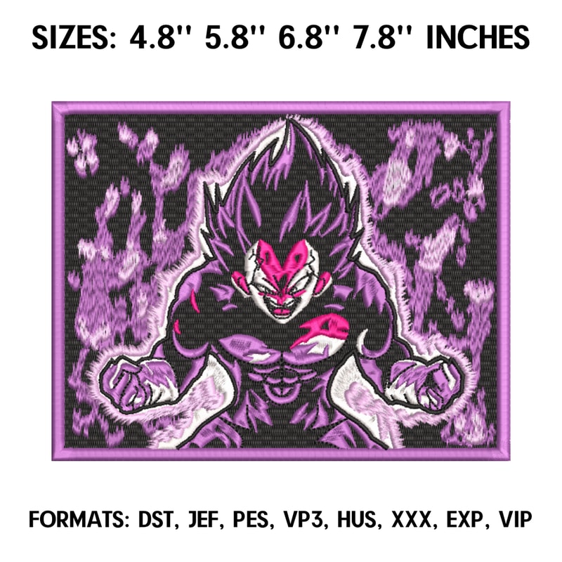 Vegeta Ultra Ego Form Embroidery Design File Dragon Ball Anime Embroidery Design Machine embroidery pattern..png
