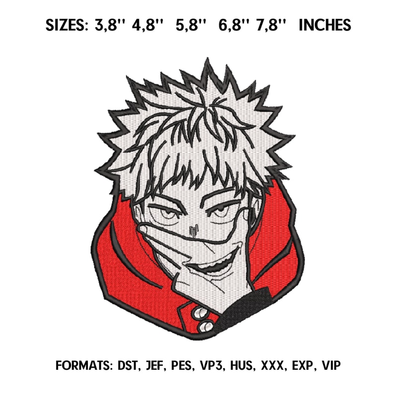 Yuji Itadori Embroidery Design File Jujutsu Kaisen Anime Embroidery Design Itadori and Sukuna embroidery design.png
