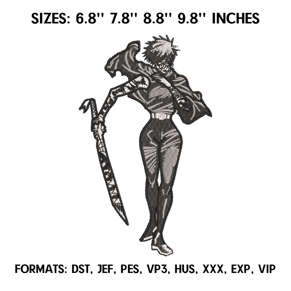 Zenin Maki Embroidery Design File, Jujutsu Kaisen Anime Embroidery Design, Machine Design Pes Dst. Maki Zenin Design 1.png