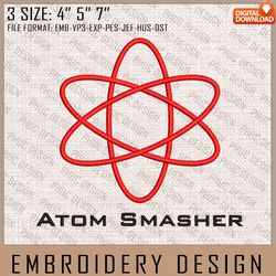 atom smasher embroidery files, dc comics, movie inspired embroidery design, machine embroidery design