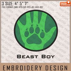 beast boy embroidery files, dc comics, movie inspired embroidery design, machine embroidery design