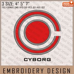 cyborg embroidery files, dc comics, movie inspired embroidery design, machine embroidery design