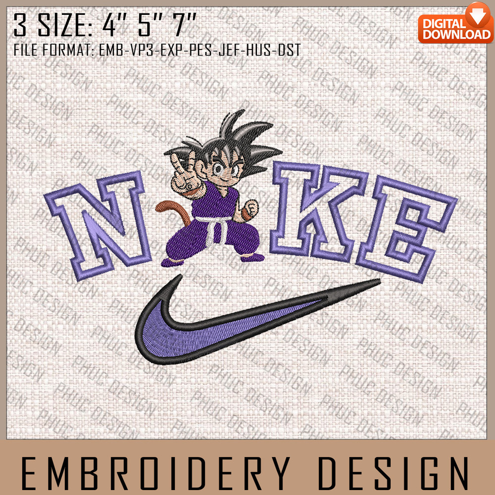 Goku Nike Embroidery Files, Nike Embroidery, Dragon Ball, Anime Inspired Embroidery Design, Machine Embroidery Design 5.jpg