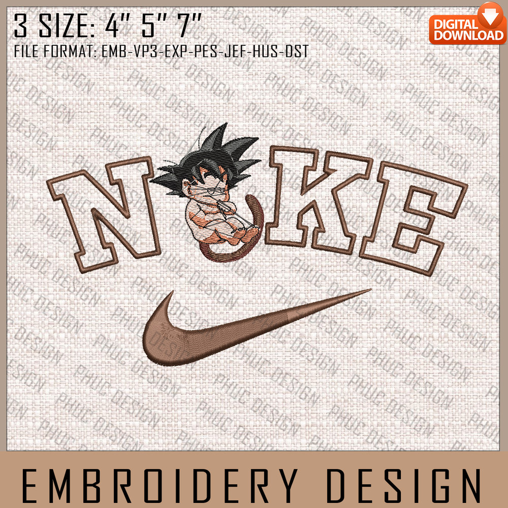 Goku Nike Embroidery Files, Nike Embroidery, Dragon Ball, Anime Inspired Embroidery Design, Machine Embroidery Design.jpg