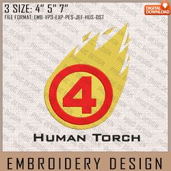 human torch embroidery files, marvel comics, movie inspired embroidery design, machine embroidery design
