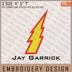 jay garrick embroidery files, dc comics, movie inspired embroidery design, machine embroidery design