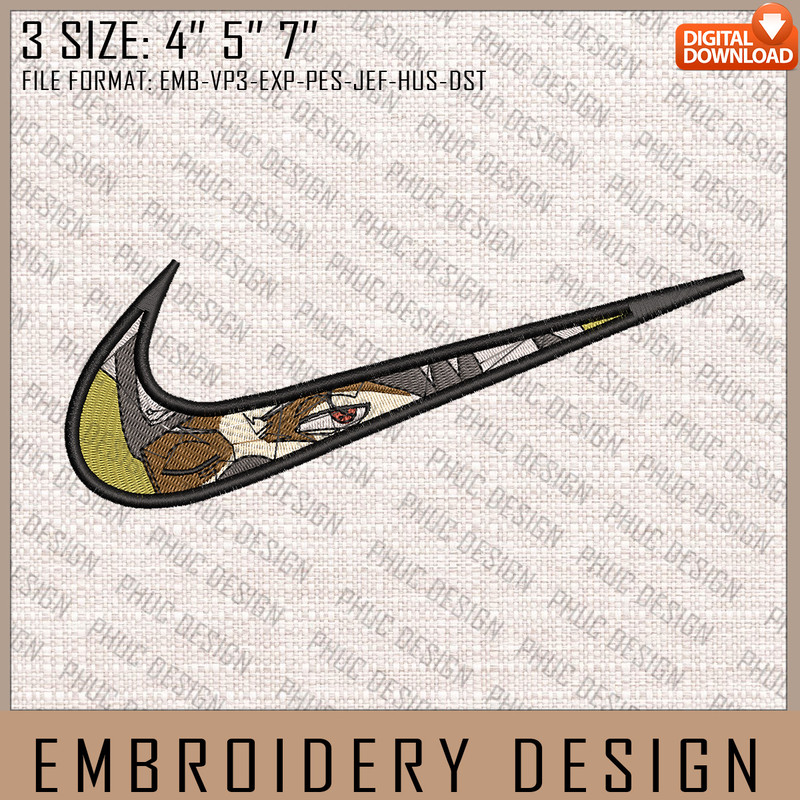 Kakashi Nike Embroidery Files, Nike Embroidery, Naruto, Anime Inspired Embroidery Design, Machine Embroidery Design 1.jpg