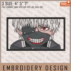 ken kaneki embroidery files, tokyo ghoul, anime inspired embroidery design, machine embroidery design 1