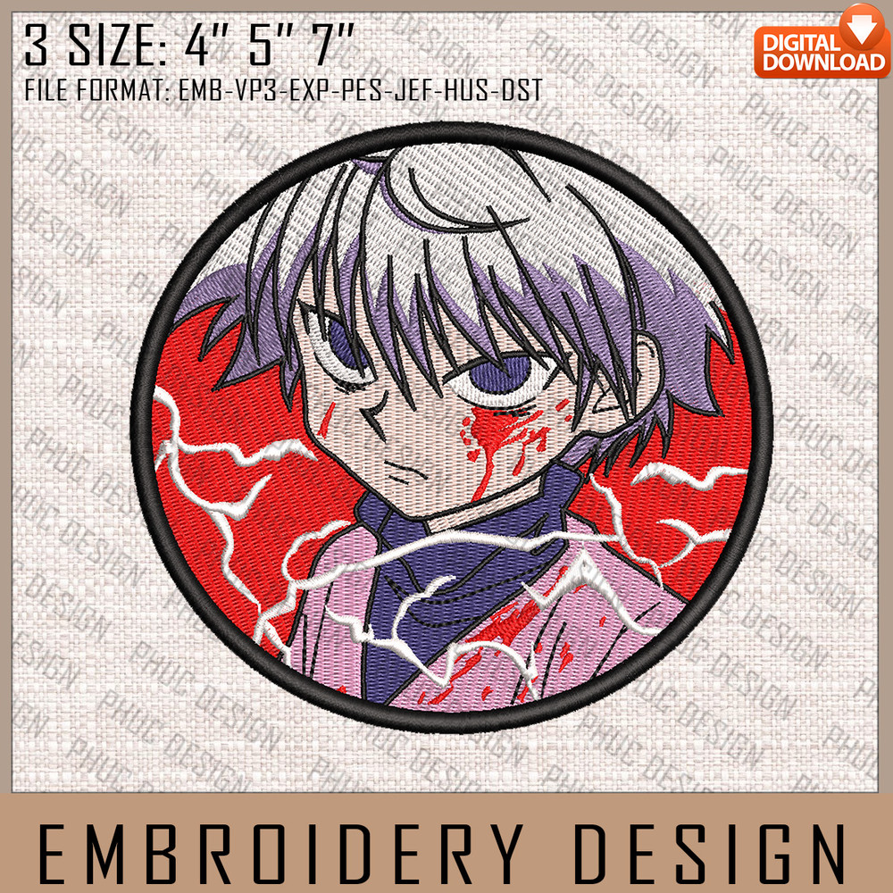 Killua Embroidery Files, Hunter x Hunter, Anime Inspired Embroidery Design, Machine Embroidery Design 2.jpg
