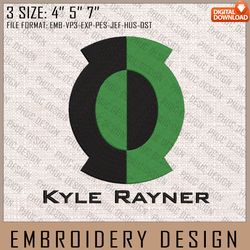 kyle rayner embroidery files, dc comics, movie inspired embroidery design, machine embroidery design