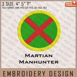 martian manhunter embroidery files, dc comics, movie inspired embroidery design, machine embroidery design