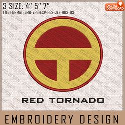 red tornado embroidery files, dc comics, movie inspired embroidery design, machine embroidery design