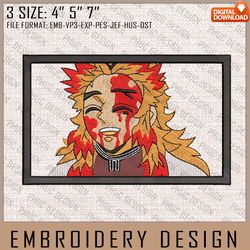 rengoku embroidery files, demon slayer, anime inspired embroidery design, machine embroidery design 1