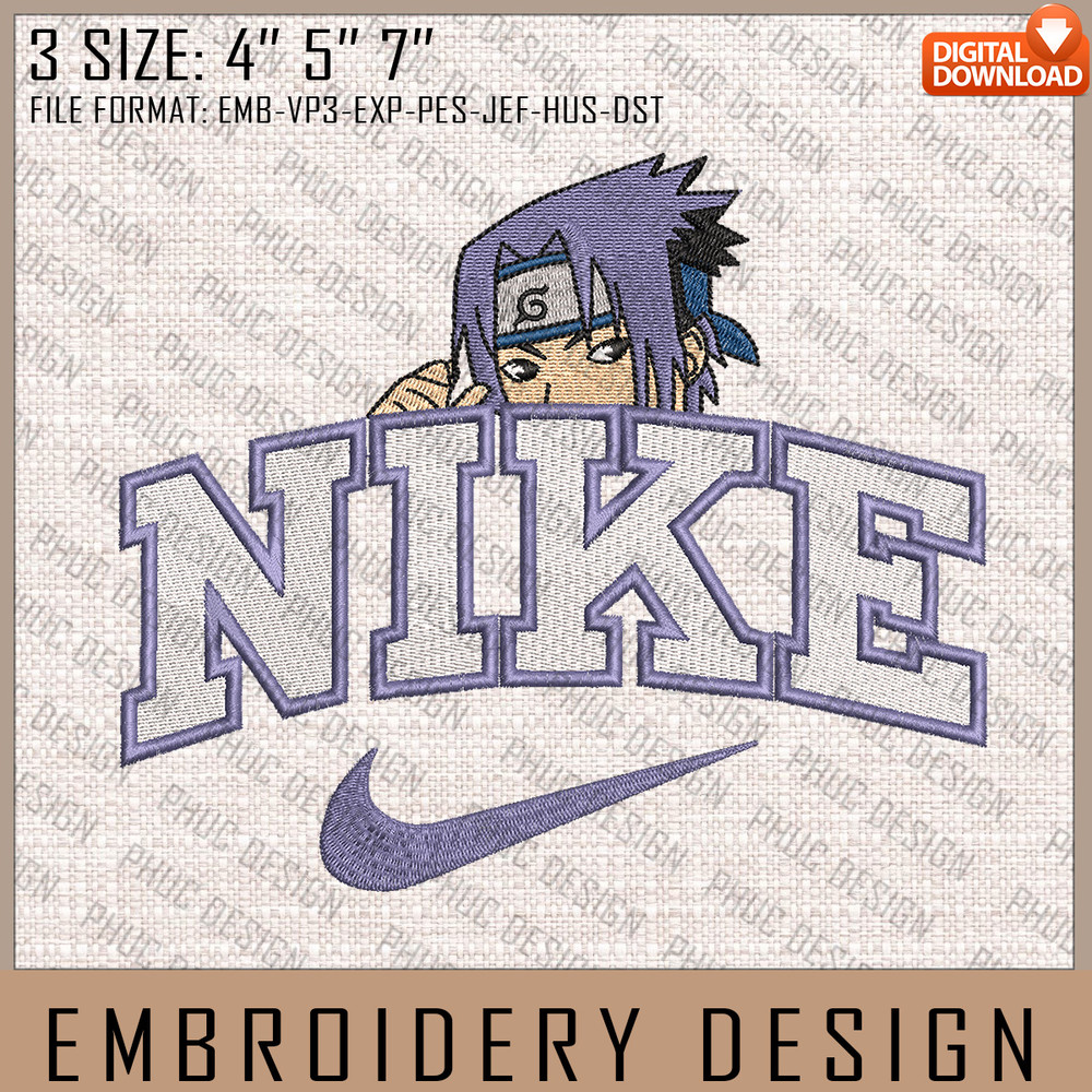 Sasuke Nike Embroidery Files, Nike Embroidery, Naruto, Anime Inspired Embroidery Design, Machine Embroidery Design 2.jpg