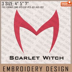 scarlet  witch embroidery files, marvel comics, movie inspired embroidery design, machine embroidery design