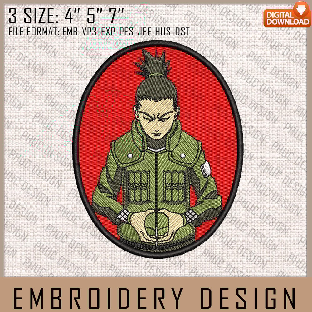 Shikamaru Embroidery Files, Naruto, Anime Inspired Embroidery Design, Machine Embroidery Design.jpg