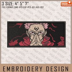 sukuna embroidery files, jujutsu kaisen, anime inspired embroidery design, machine embroidery design 1