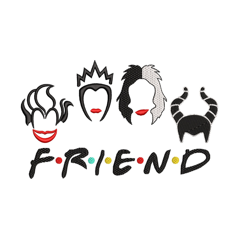 Bad Girls Have More Fun Embroidery Design, Halloween Friends Embroidery Files, Female Villains Digital Machine Embroidery Design, 3 Sizes.jpg