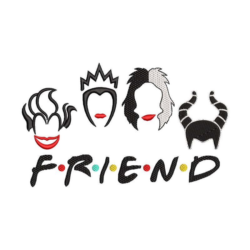 Bad Girls Have More Fun Embroidery Design, Halloween Friends Embroidery Files, Female Villains Digital Machine Embroidery Design, 3 Sizes.jpg