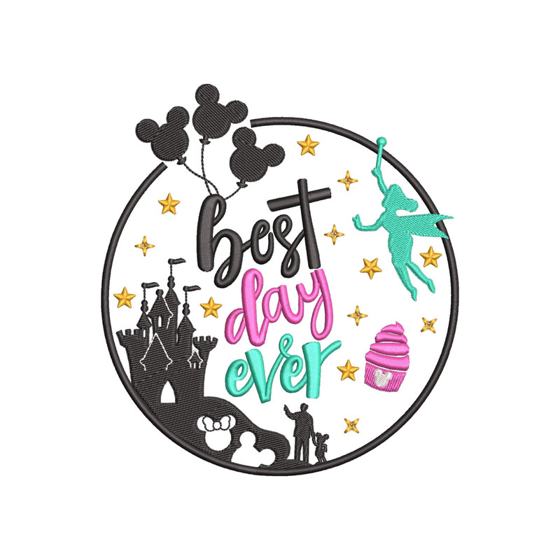 Best Day Ever Castle Embroidery Design, Embroidery Patterns, Castle Embroidery Design, Castle Machine Embroidery Files, - 3 Sizes.jpg