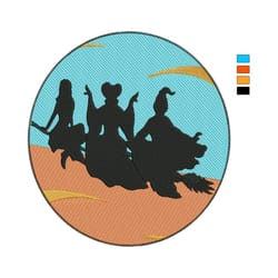 come we fly embroidery design, happy halloween witches sisters embroidery design, bad girls villains wicked - 3 sizes -