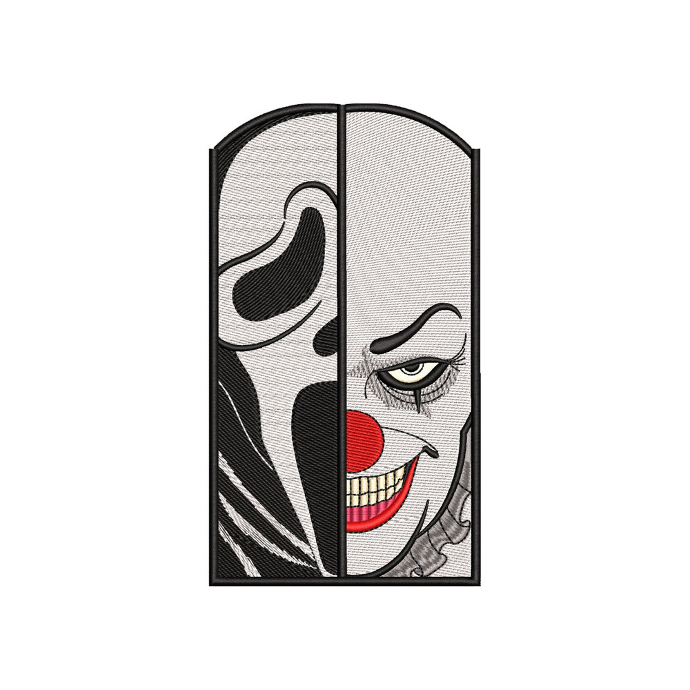 Dancing Clown Horror Killer Embroidery Designs, Halloween Horror Ghost Villain Face Machine Embroidery Files, Character Embroidery Designs.jpg