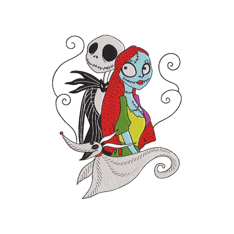 Halloween Embroidery Designs, Jack Skeletons in Love Machine Embroidery Files, Nightmare Christmas Embroidery - 3 Size - Digital Downloads.jpg