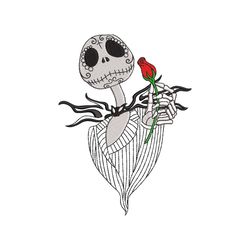 halloween floral jack embroidery designs, jack skeleton valentine rose digitizing machine embroidery files - 3 sizes - i