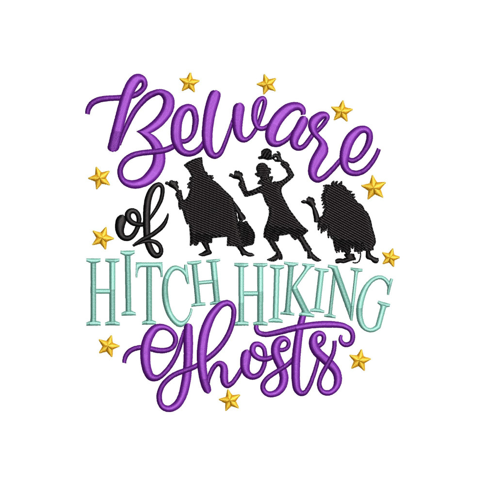 Halloween Fool Mortal Embroidery Design, Beware of Hitchhiking Ghost Embroidery Design, Mansion Grinning Ghost Host Digital Embroidery Files.jpg