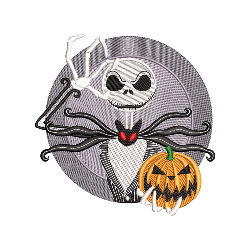 Halloween Skeleton Embroidery Design, Jack Skull with Pumpkin Embroidery Digitizing Machine Embroidery Files - 4 Sizes - Instant Downloads.jpg
