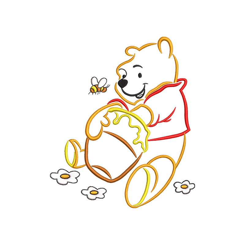 Honey Bee Pot Bear Embroidery Designs, Oh Bother Pooh Bear Embroidery Design, Bear Pooh Machine Embroidery Files - 3 sizes, Digital Download.jpg