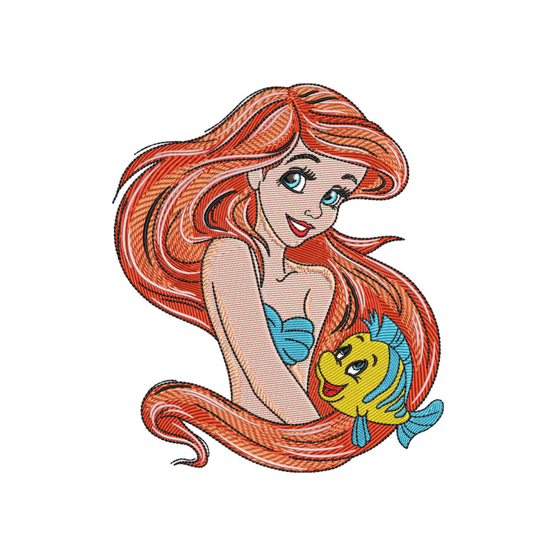 Mermaid Embroidery Design, Mermaid Tail Embroidery Machine Designs, Little Mermaid Fish Princess Embroidery Design -3 Sizes-Digital Download.jpg