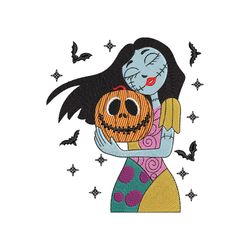 pumpkin queen embroidery design, spooky season, halloween skull queen machine digitized embroidery design files - 3 size