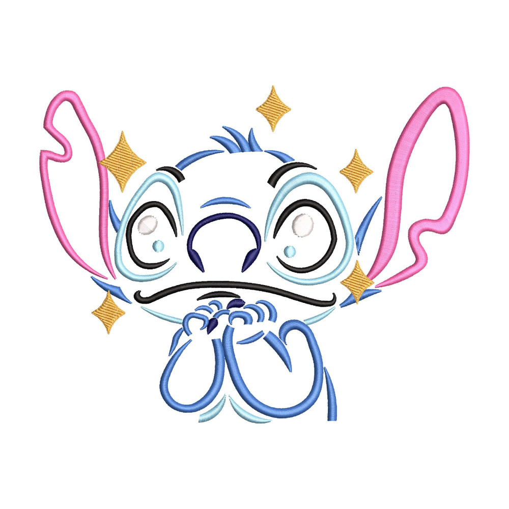 Stitch Sketch Embroidery Design, Stitch Machine Embroidery Files, Stitch with Stars Lilo Digital Embroidery Pattern File - Digital Downloads.jpg