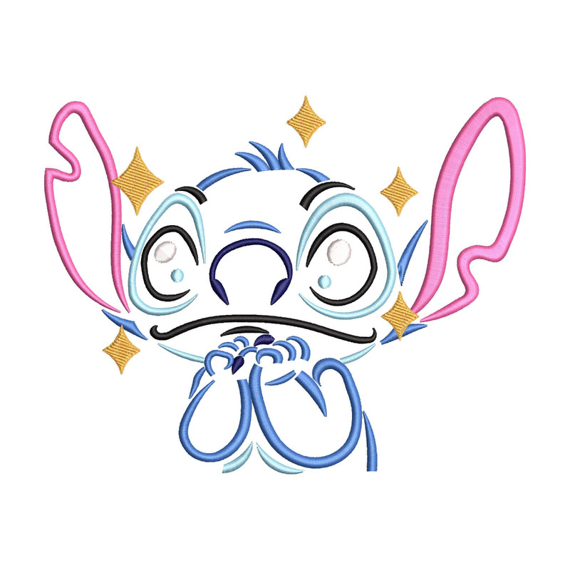 Stitch Sketch Embroidery Design, Stitch Machine Embroidery Files, Stitch with Stars Lilo Digital Embroidery Pattern File - Digital Downloads.jpg