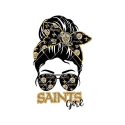 Messy Bun Saints Girl Svg Cricut Digital Download