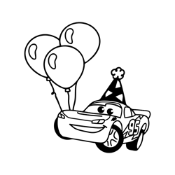 cars birthday balloons lightning mcqueen svg dxf png clipart , cut file outline silhouette