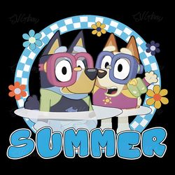 funny summer day bluey and bingo png digital download files