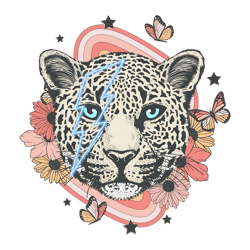 Snow Leopard PNG, Retro butterfly png, wild thing png, leopard print