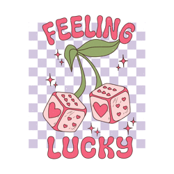 Feeling Lucky Valentine PNG, Retro Valentine Png,