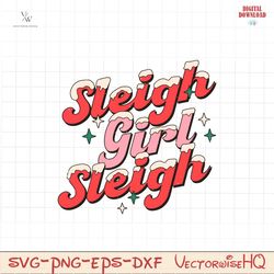 Funny Sleigh Girl Sleigh Snow SVG