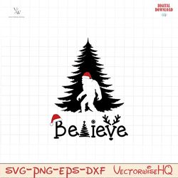 Believe Bigfoot Christmas Tree SVG