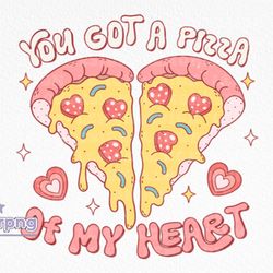retro valentine pizza png sublimation